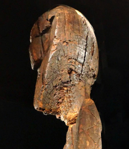 The head of the Shigir Idol seen in profile.