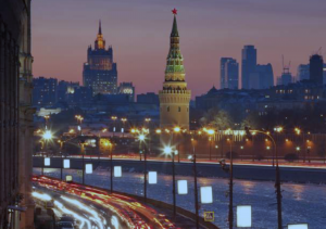 Kremlin and Moscow River by night