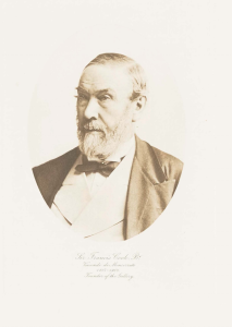 The businessman and collector, Sir Francis Cook, taken form the 1913 Catalogue of his famous collection. Cook, 1817 - 1901, one of the three richest men in England, and a great collector, was the Chairman of Coo, Son and Co, and leading trader of wool, cotton, silk and linen.