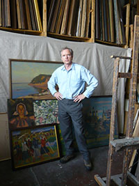 Ivan Lindsay in Victor Ivanov's studio, Moscow, 2007