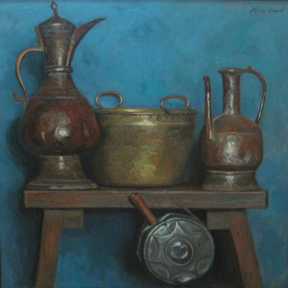 Still Life with Metal Jugs, Cauldron and Drinking Flask