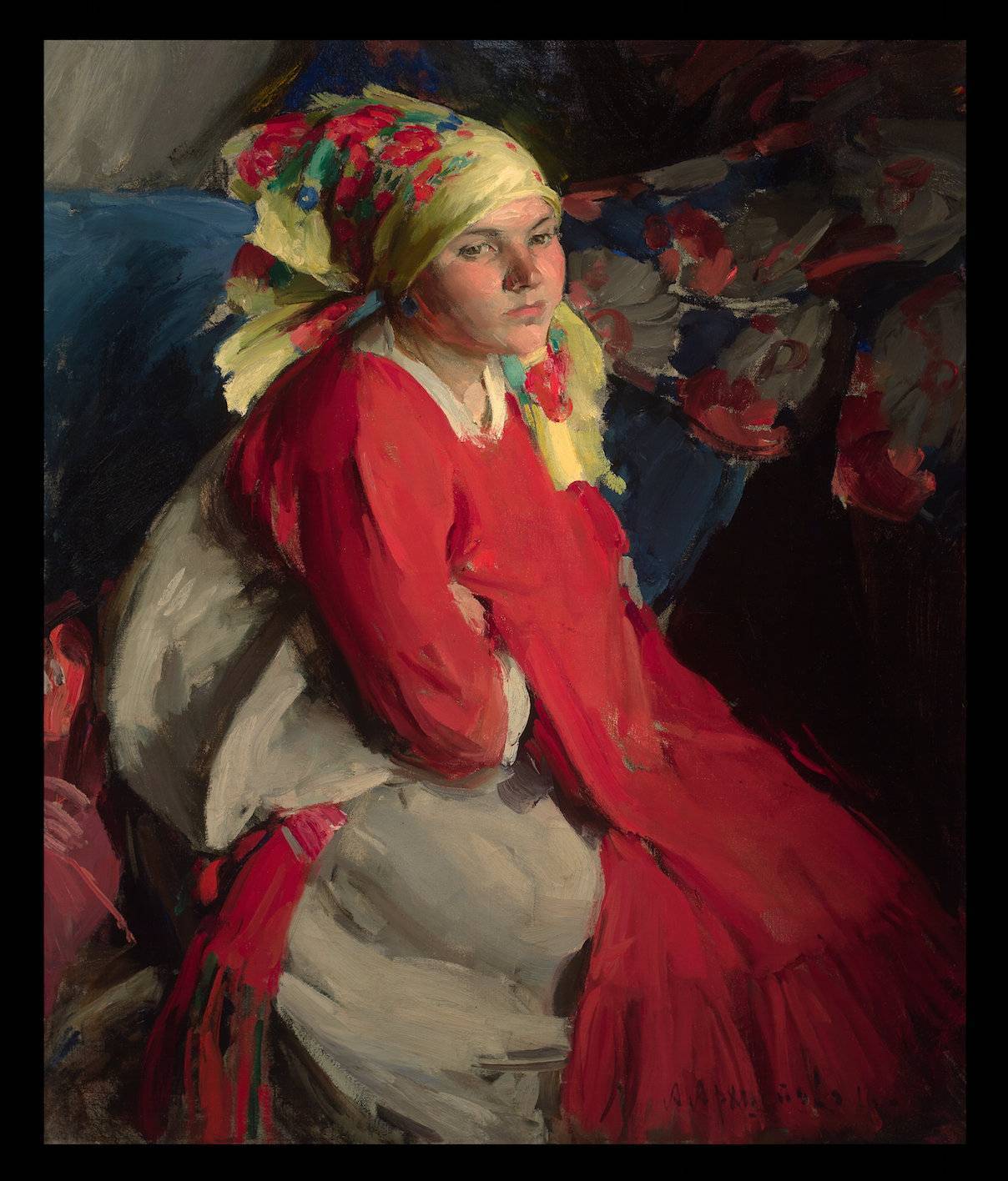 Peasant woman with a green shawl