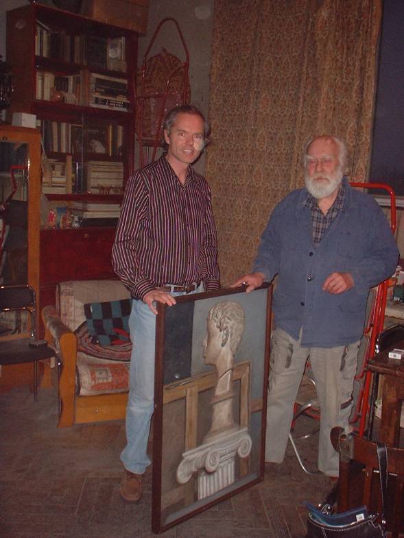 Ivan Lindsay with the late Geli Korzhev in his Moscow Studio in March 2009